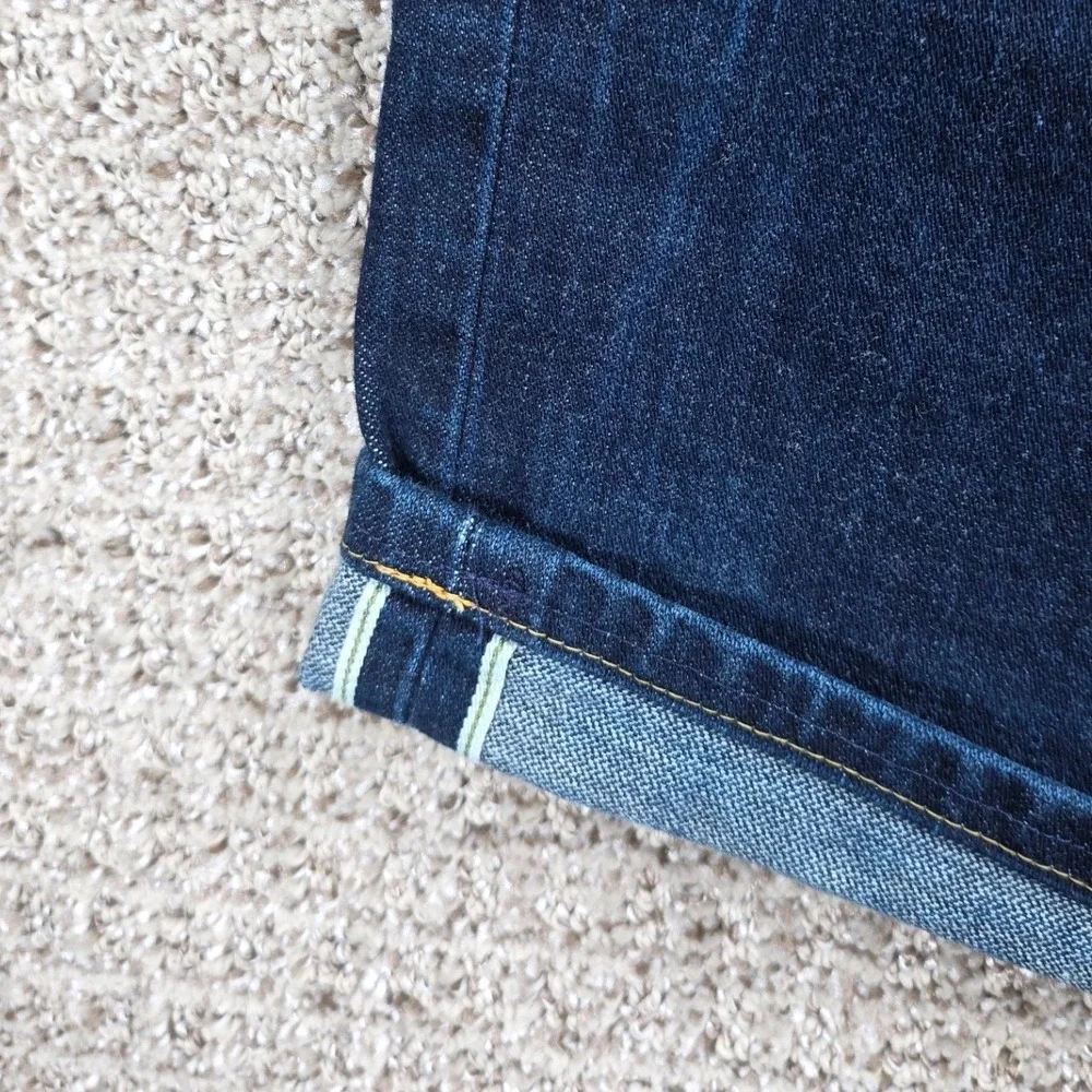 Gustin Mens Cone Mills Selvedge Denim Jeans Dark Indigo Blue 12.5oz Button Fly - Picture 7 of 15